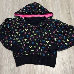 Cyberdog Black Fleece Jacket with Colourful Designs